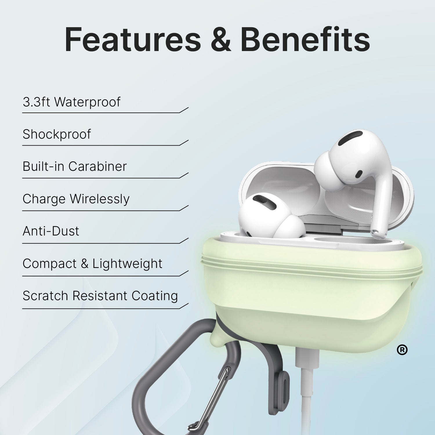 AirPods Pro (Gen 3/2/1) - Waterproof Case + Carabiner