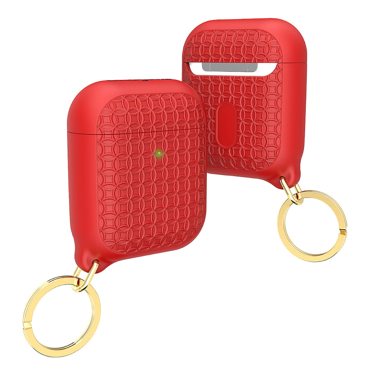 Catalyst airpods gen2/1 case keyring showing the front and back of the case with keyring attached