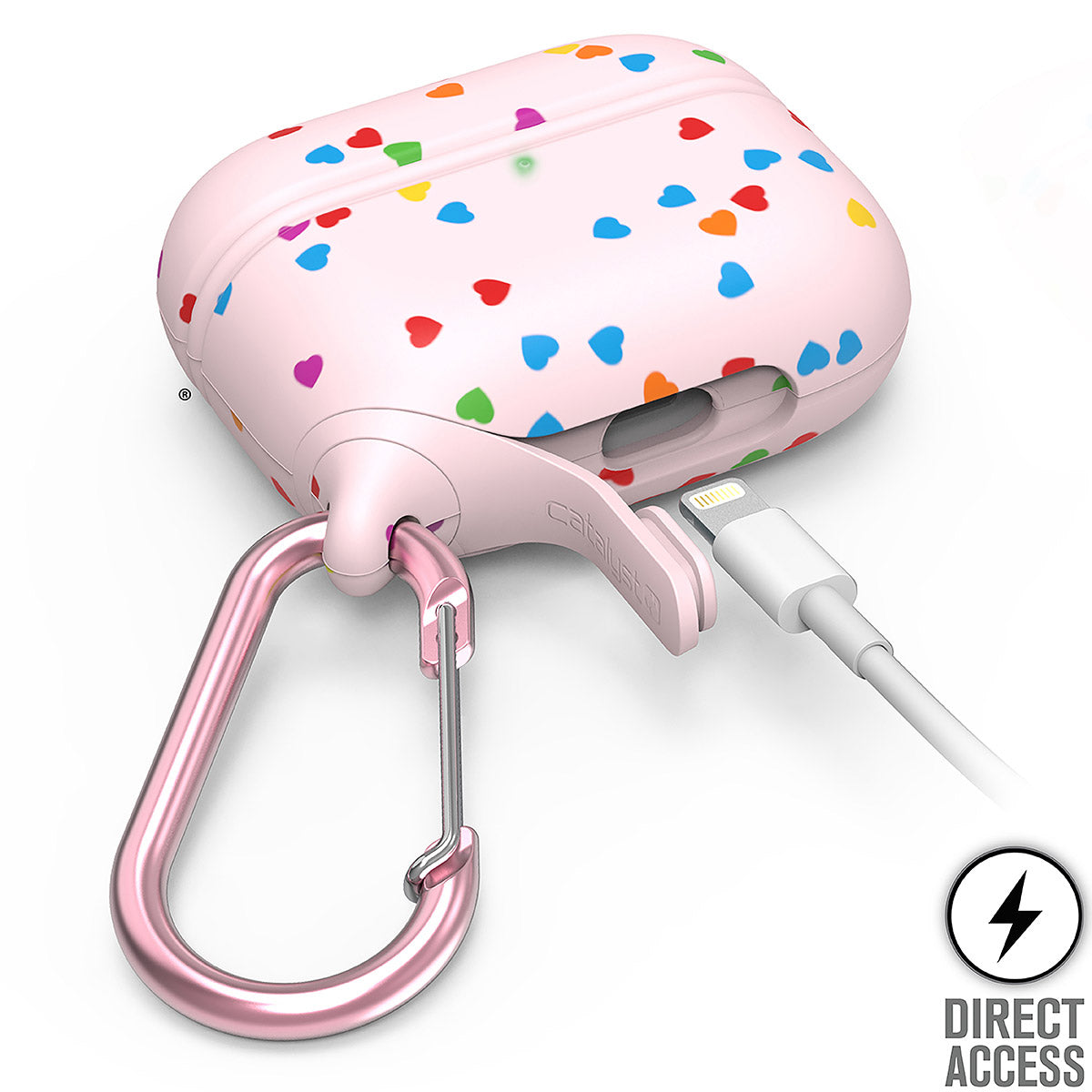 CATAPLAPDPROSWT | catalyst airpods pro gen 2 1 waterproof case carabiner special edition open charging plug with lightning cable text reads direct access