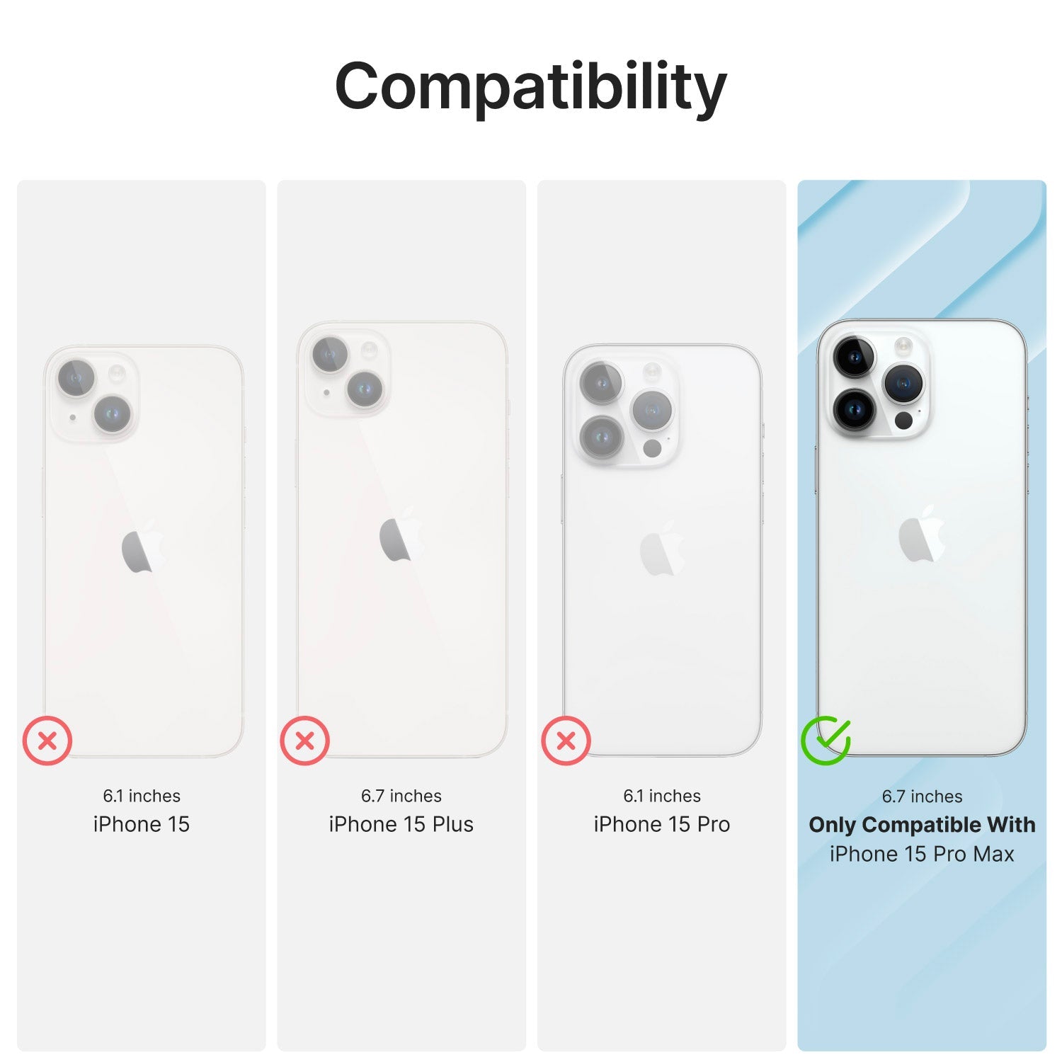 catalyst-iphone-15-pro-max-waterproof-case-total-protection-iphone-15-pro-showing-the-case-compatibility. Catalyst iphone 15 pro/15 pro max waterproof case total protection iphone 15 pro showing the case compatibility text reads compatibility 6.7 inches only compatible with iphone 15 pro-max