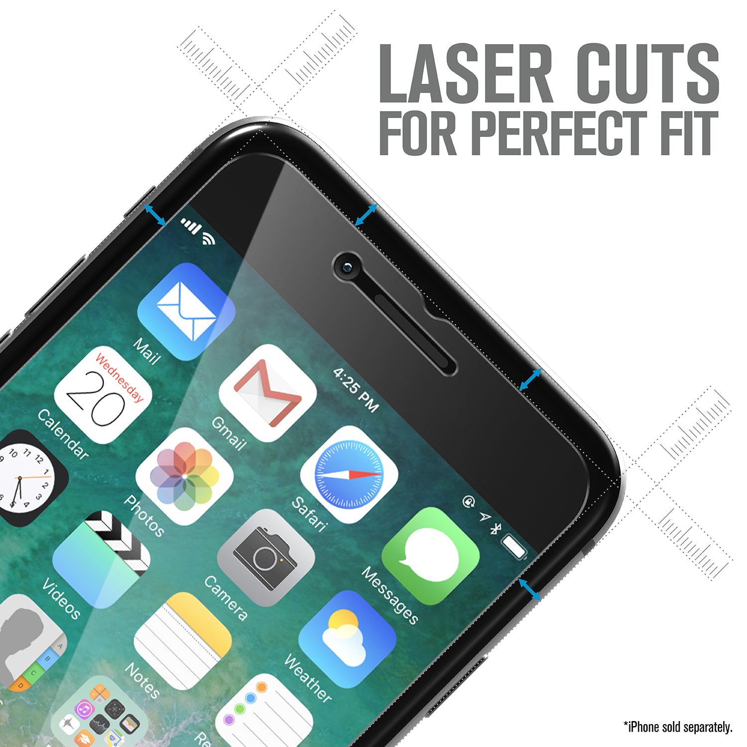 Catalyst Tempered Glass Screen Protector for iphone se gen 2 with iphone text reads laser cuts for perfect fit