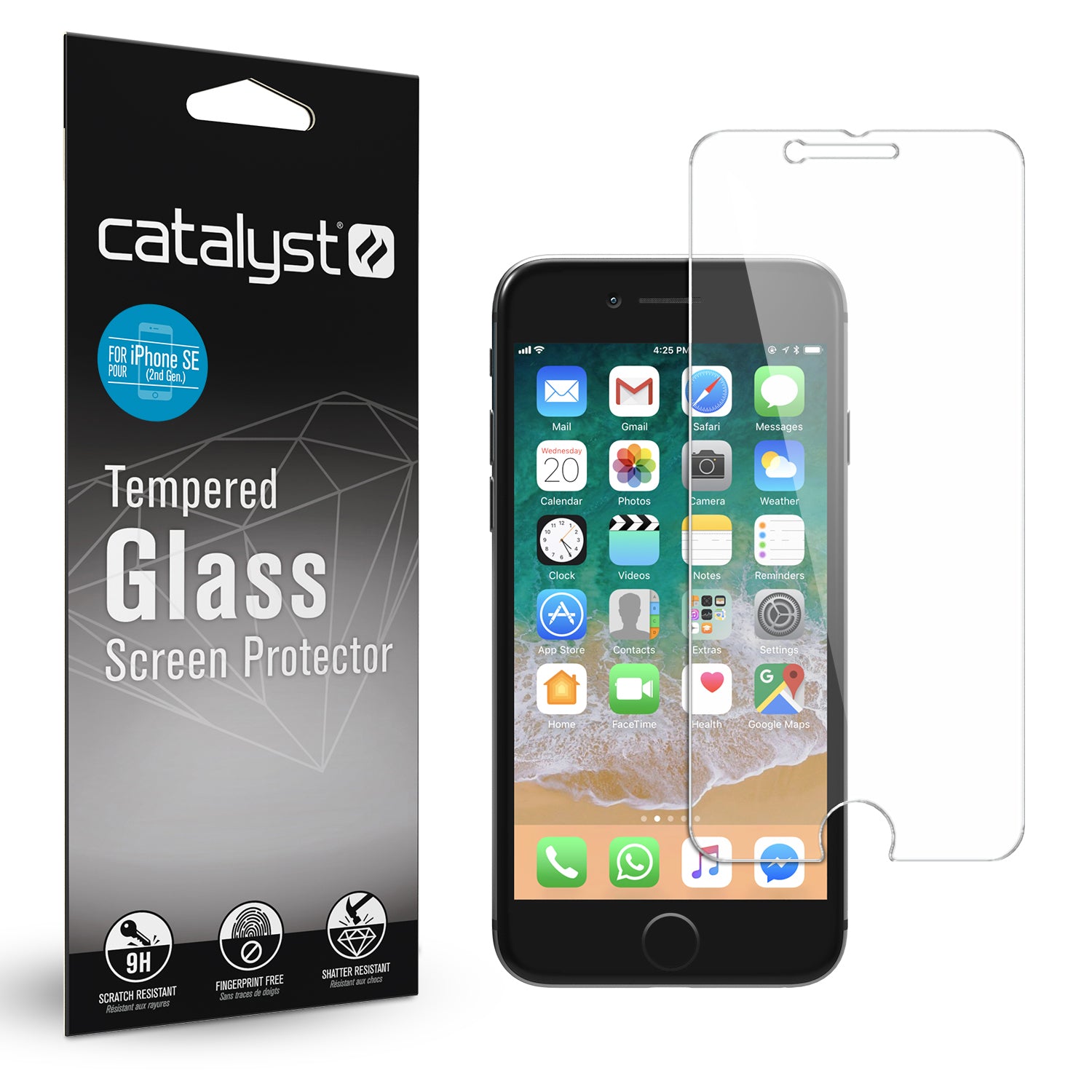 Catalyst Tempered Glass Screen Protector for iphone se gen 2 with packaging and tempered glass screen protector and iphone