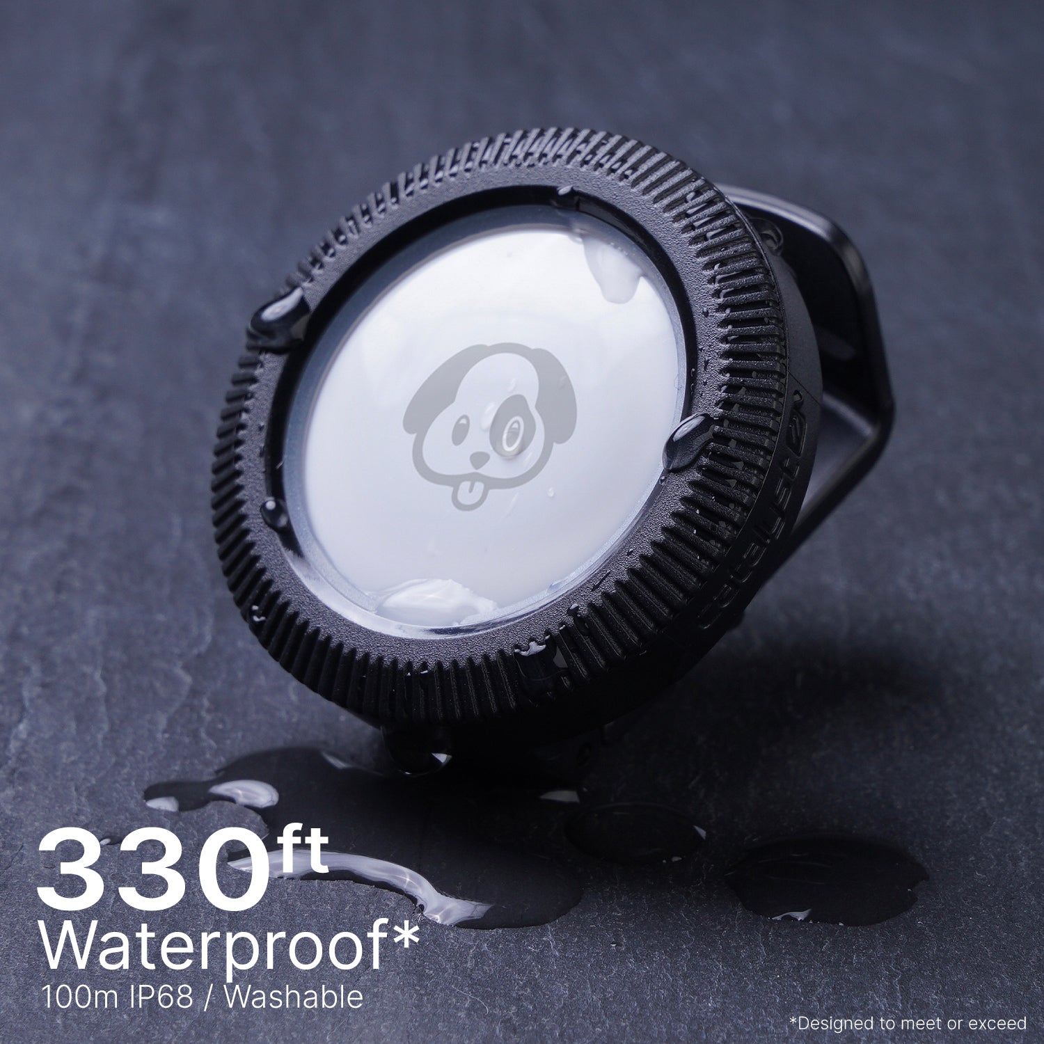 Catalyst total protection clip it Airtag front view Text reads 330ft waterproof 100m IP68