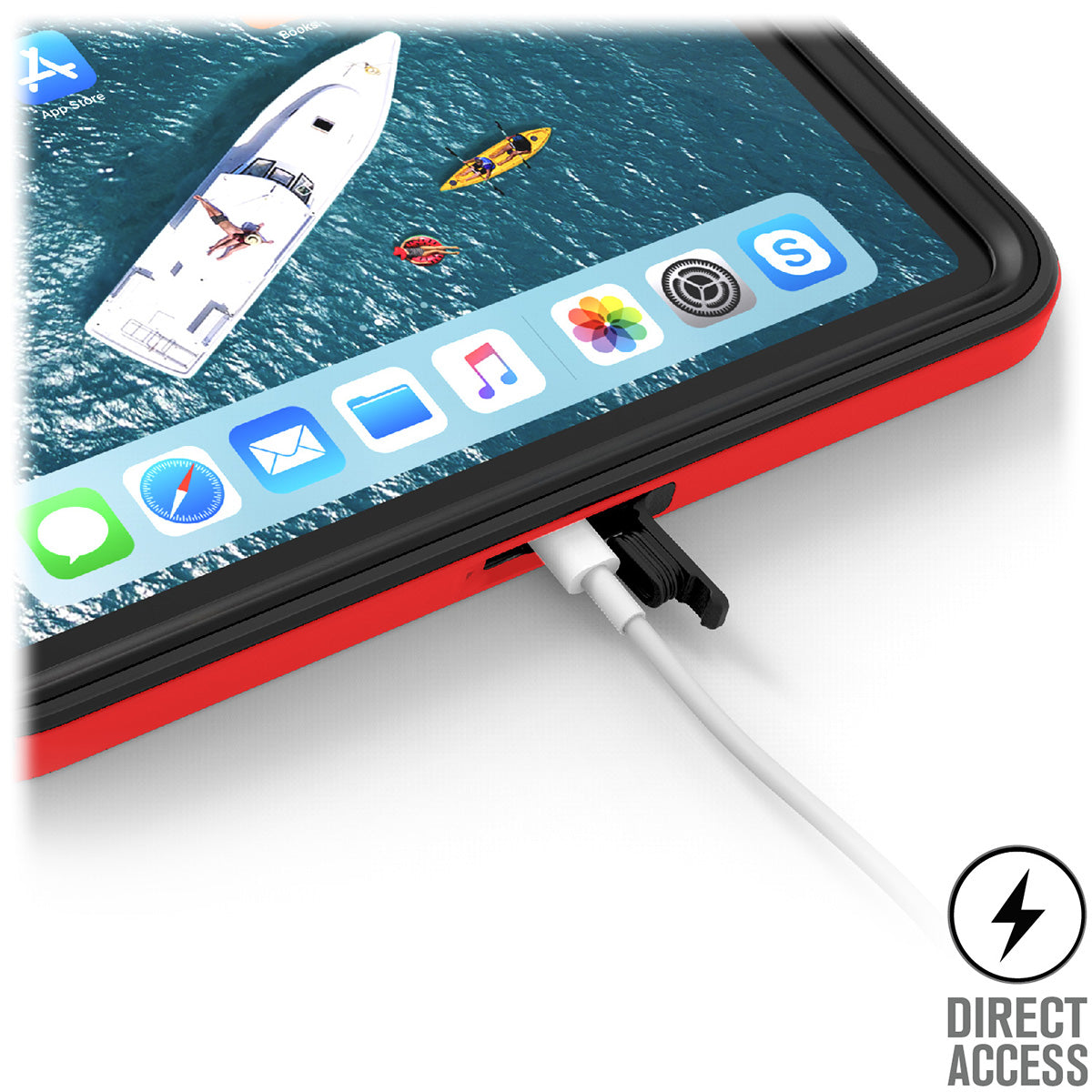 Catalyst waterproof case for ipad pro gen 3 12.9in charging port Text reads direct access