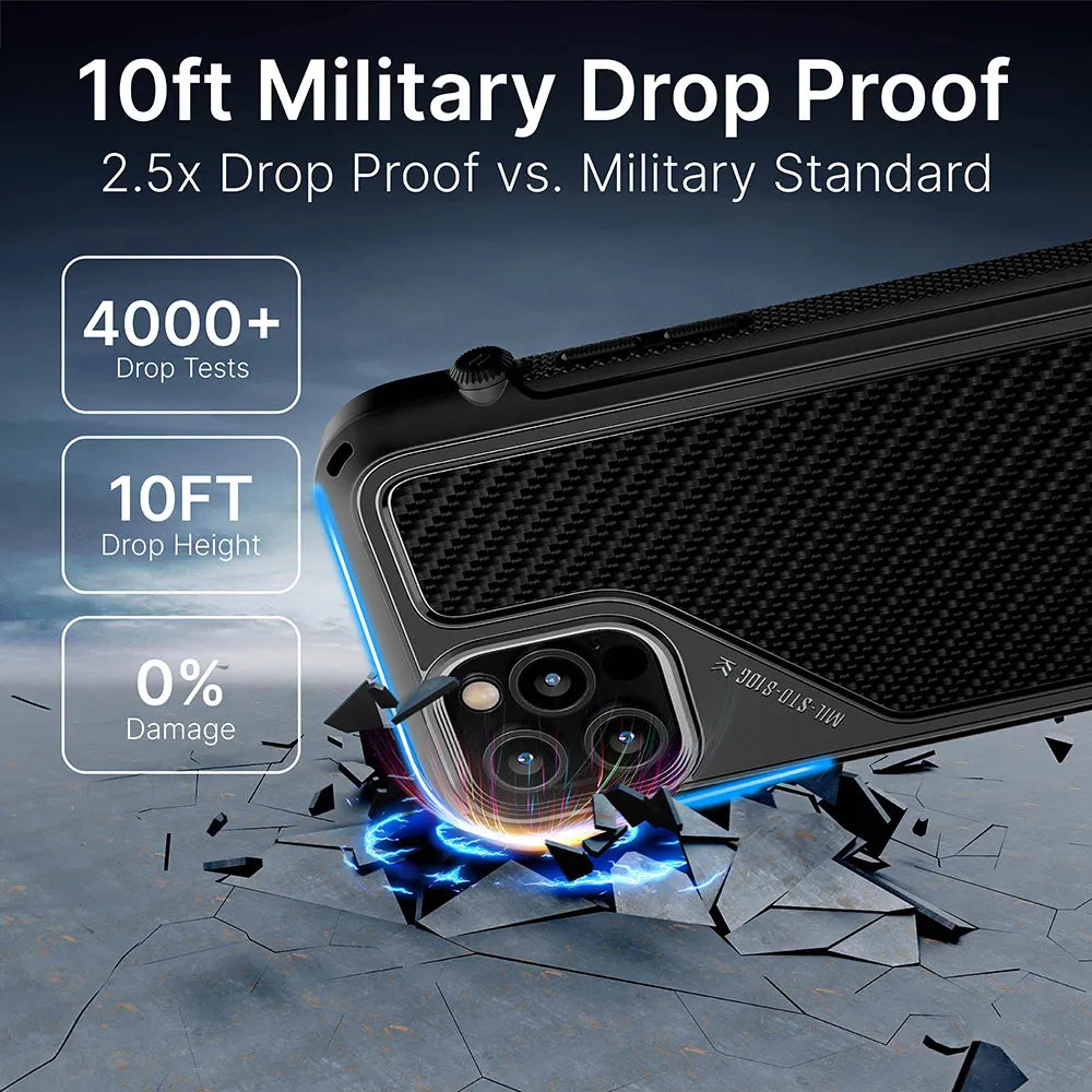 The Catalyst Case US iPhone 12 mini - Vibe Case protects your phone from 10ft drops—2.5x the military standard—with 4000+ drop tests and 0% damage. Shown with visible camera lenses, it prevents impact even when the ground cracks.