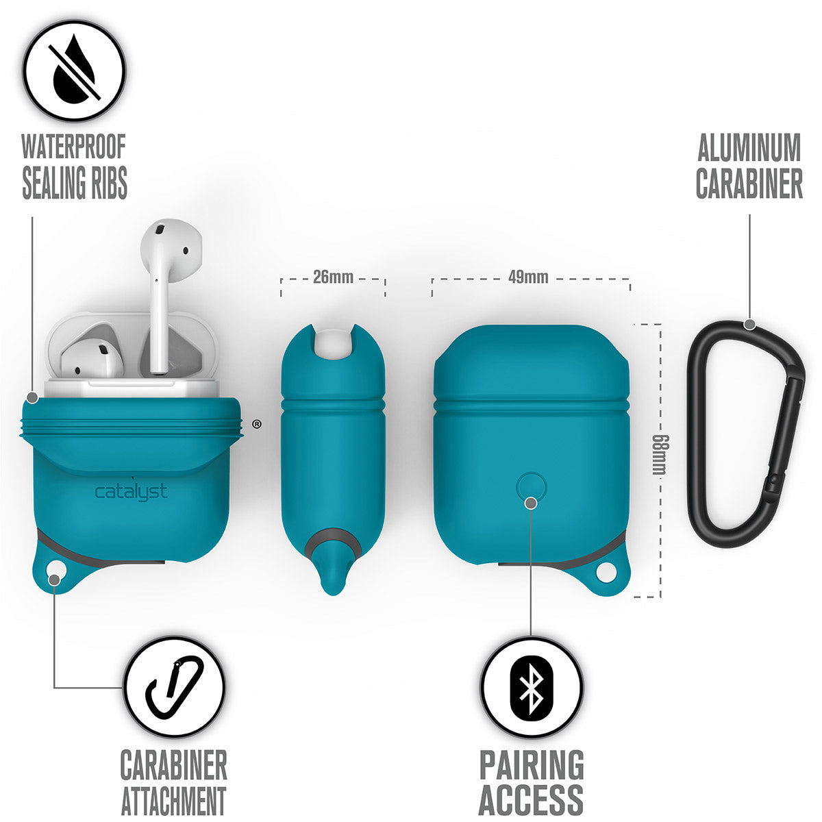 AirPods Gen 2 1 Waterproof Case Carabiner