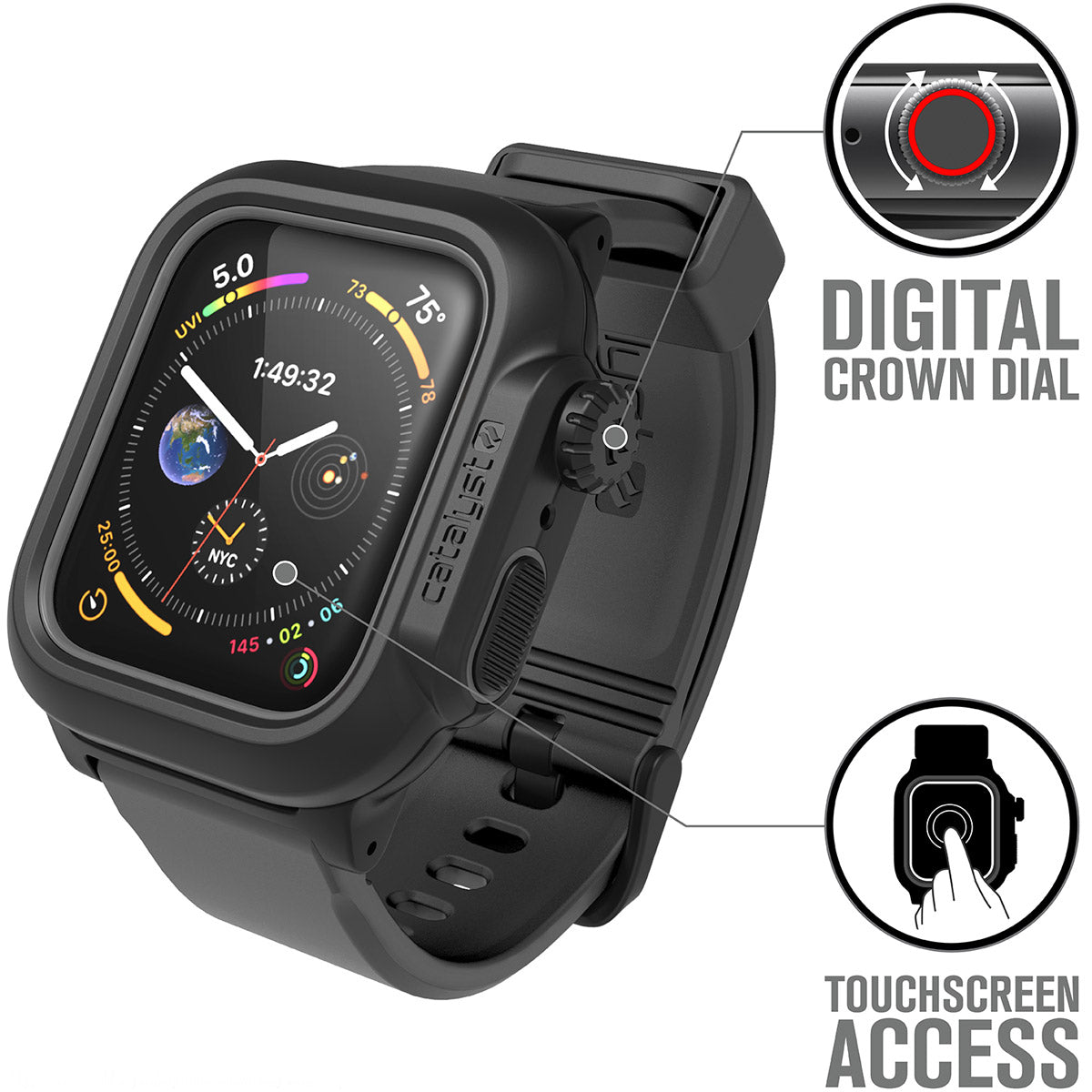 Catalyst Waterproof Case for 44mm Apple Watch Series 4 Stealth Black