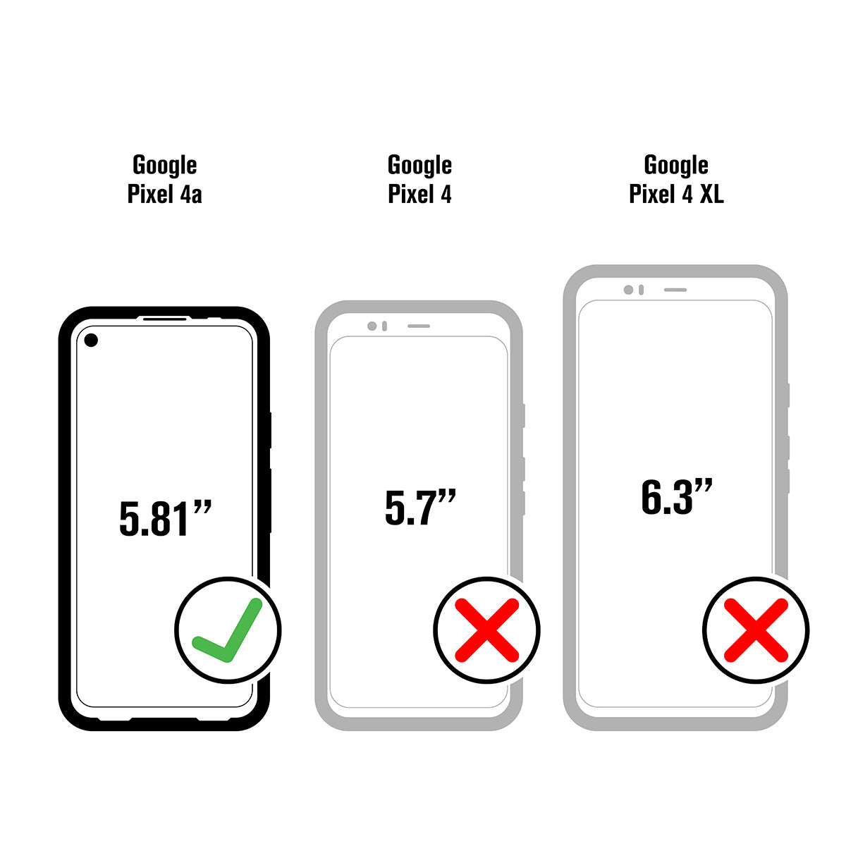  Catalyst google pixel 4a not compatible with pixel 4a 5g impact protection case showing that it is only compatible with  5.81'